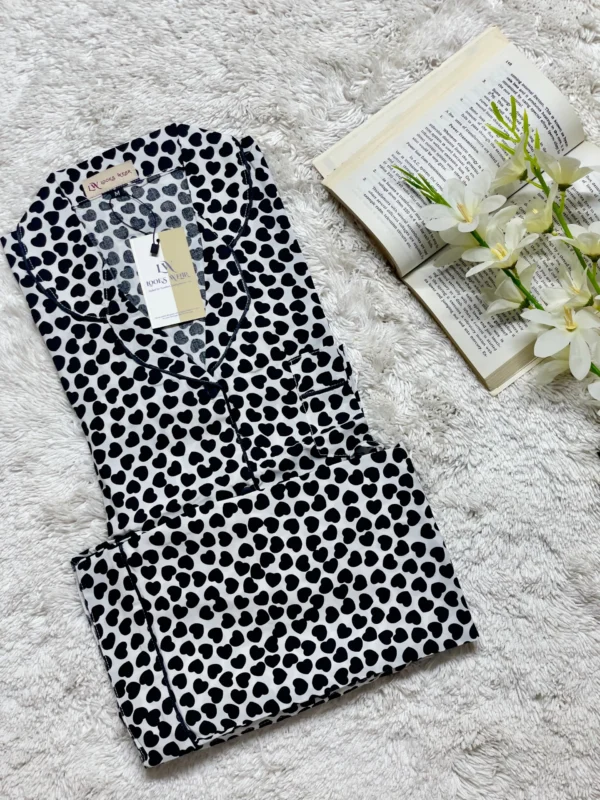 WHITE WITH BLACK HEARTS